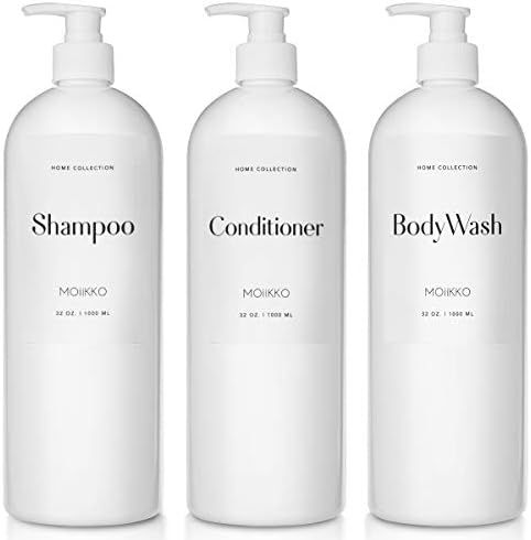 Moiikko Shampoo and Conditioner Bottles - Pack of 3 Refillable, 32oz Empty Shampoo Conditioner Bo... | Amazon (US)
