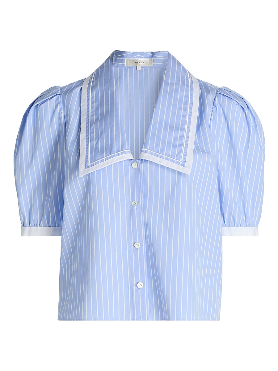 Women's The Stripe Cotton Sailor Blouse - Oxford Blue Multi - Size XS | Saks Fifth Avenue