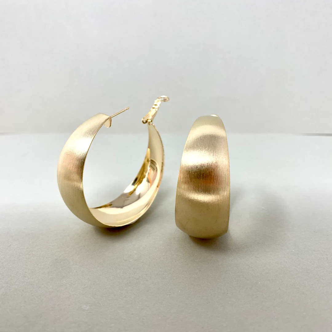 20mm,30mm,35mm,40mm,45mm Large Hoop Earrings, Thick Round Brushed Gold Hoop Earrings, Large Hoops... | Etsy (Global)