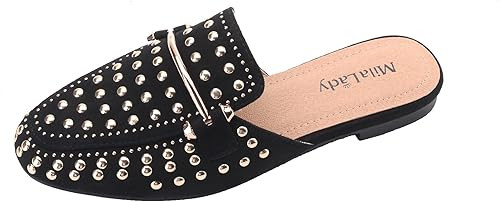 Mila Lady Womens Fashion Casual Slip On Low Heeled Mules Loafer Flat Slides Sandals Shoes | Amazon (US)