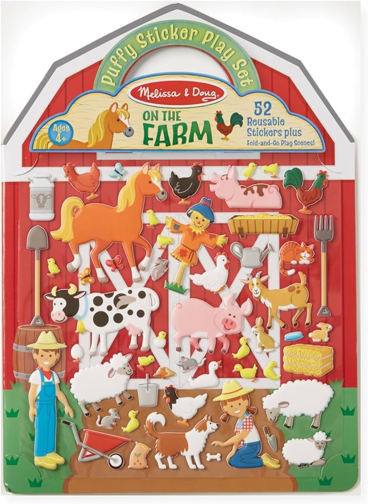 Melissa & Doug Puffy Sticker Play Set - On the Farm - 52 Reusable Stickers, 2 Fold-Out Scenes - R... | Amazon (US)