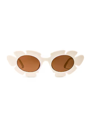 Loewe Paula's Ibiza Flower Sunglasses in White & Brown | FWRD | FWRD 