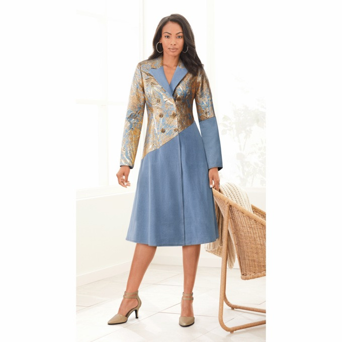 Sanya Novelty Denim Fit-and-Flare Dress | Ashro