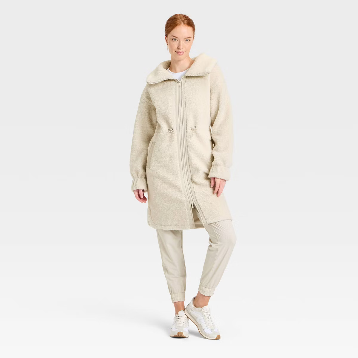 Women's Long High Pile Jacket - All In Motion™ Taupe XL | Target