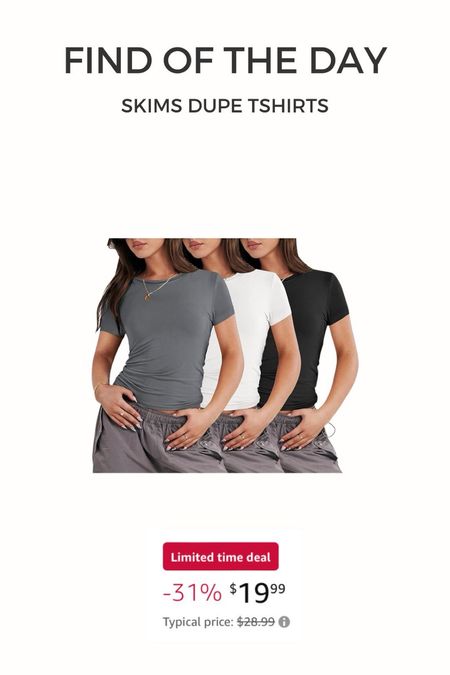 Skims dupe tee’s on major sale! 3 -pack of neutral shirts! Great deal!! 

#LTKsalealert #LTKSeasonal