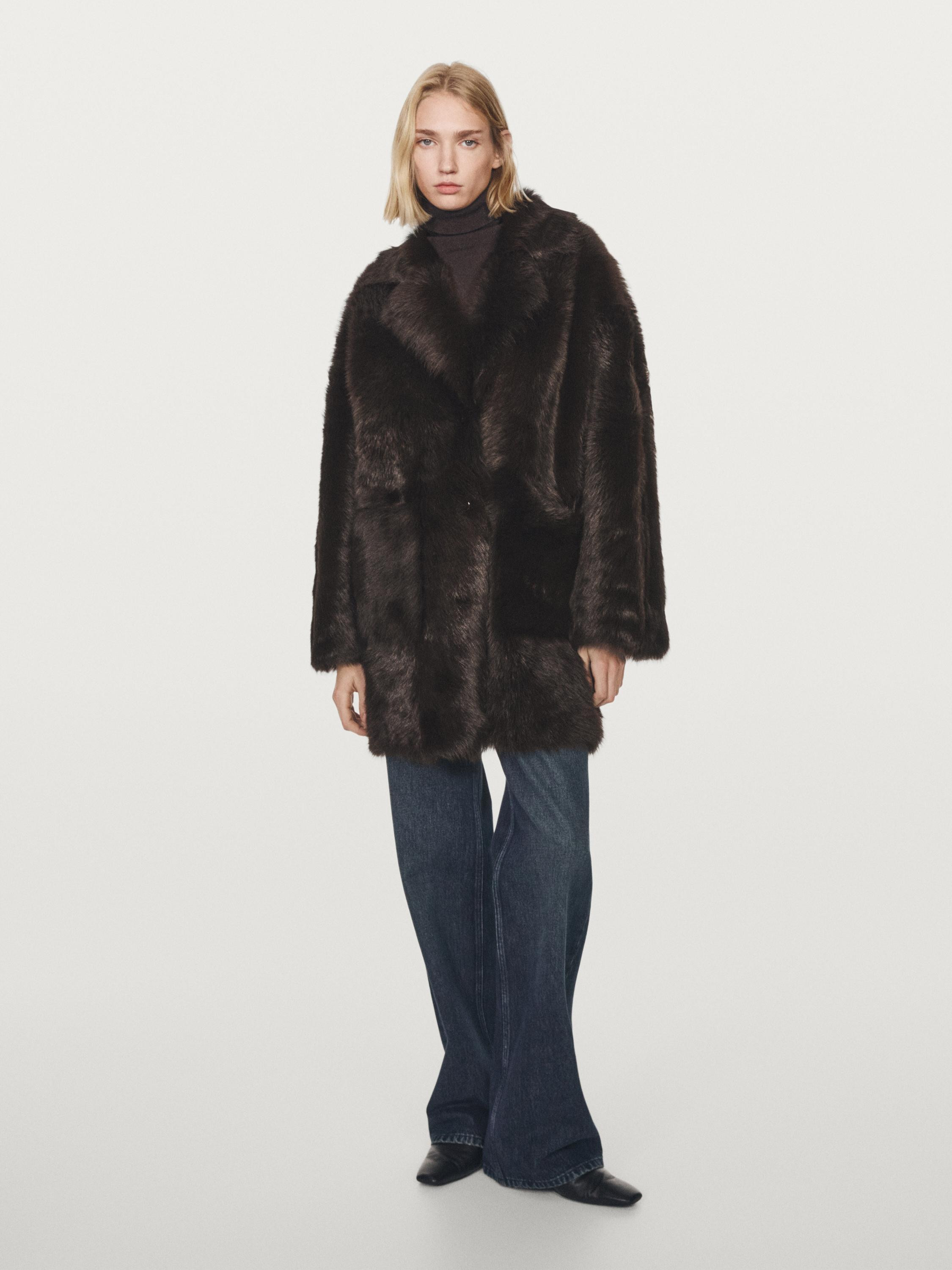 Long leather coat with fur | Massimo Dutti UK