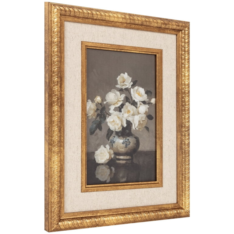 Vintage White Floral Art Print with Frame | Walmart (US)
