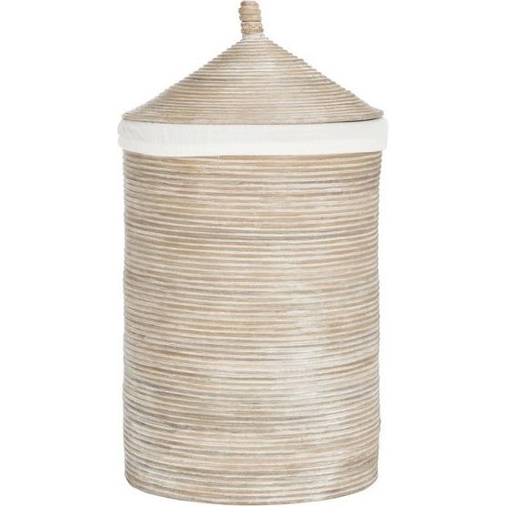 Wellington Rattan Lined Storage Hamper, Whitewash | Maisonette