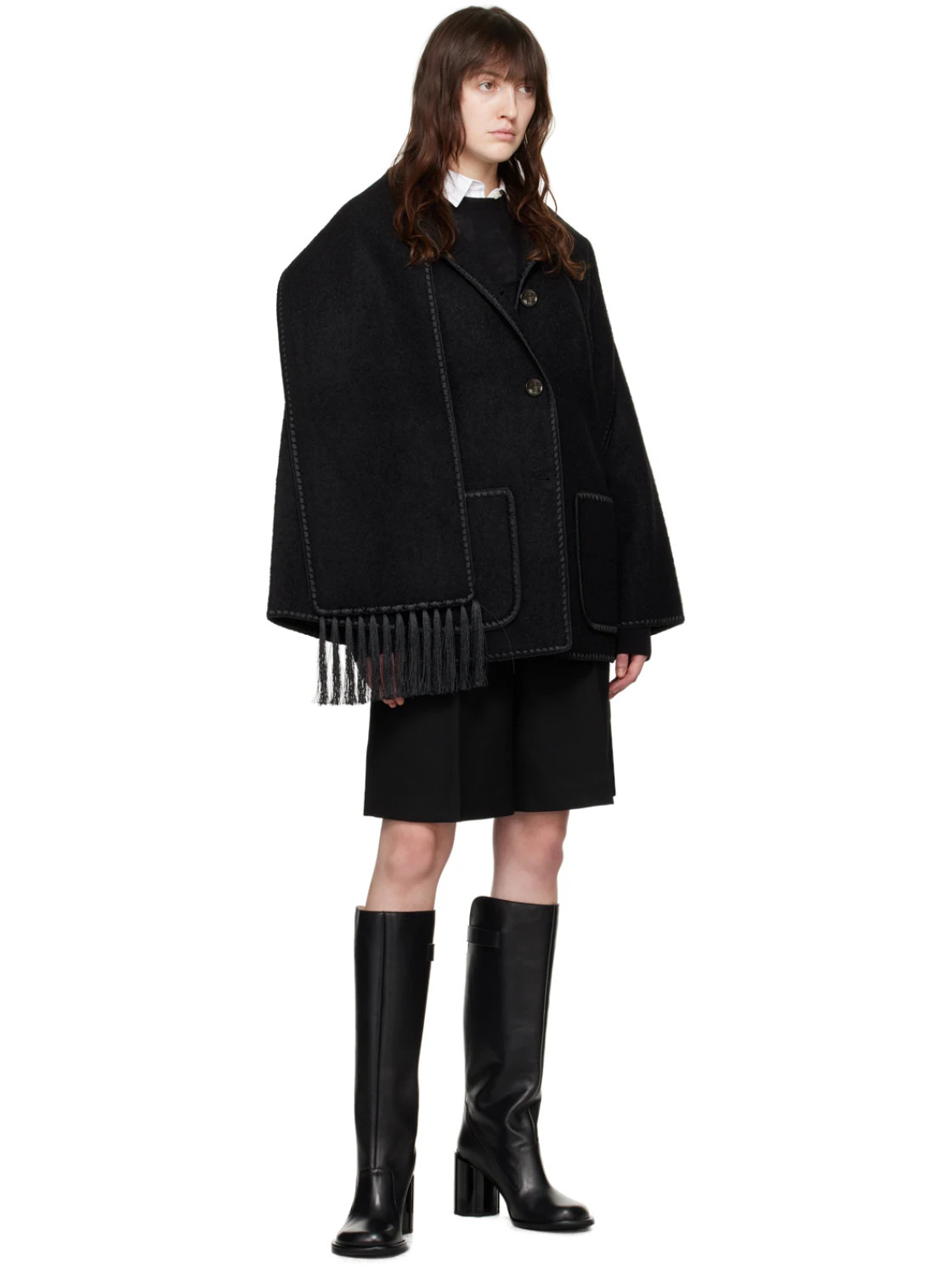Totême Dropped-Shoulder Fringed-Edge Scarf Jacket | Senser US