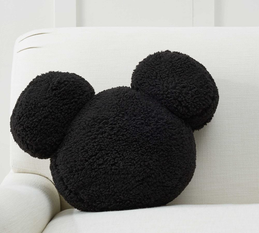 Disney Mickey Mouse Shaped Sherpa Pillow, 16 x 20", Black | Pottery Barn (US)