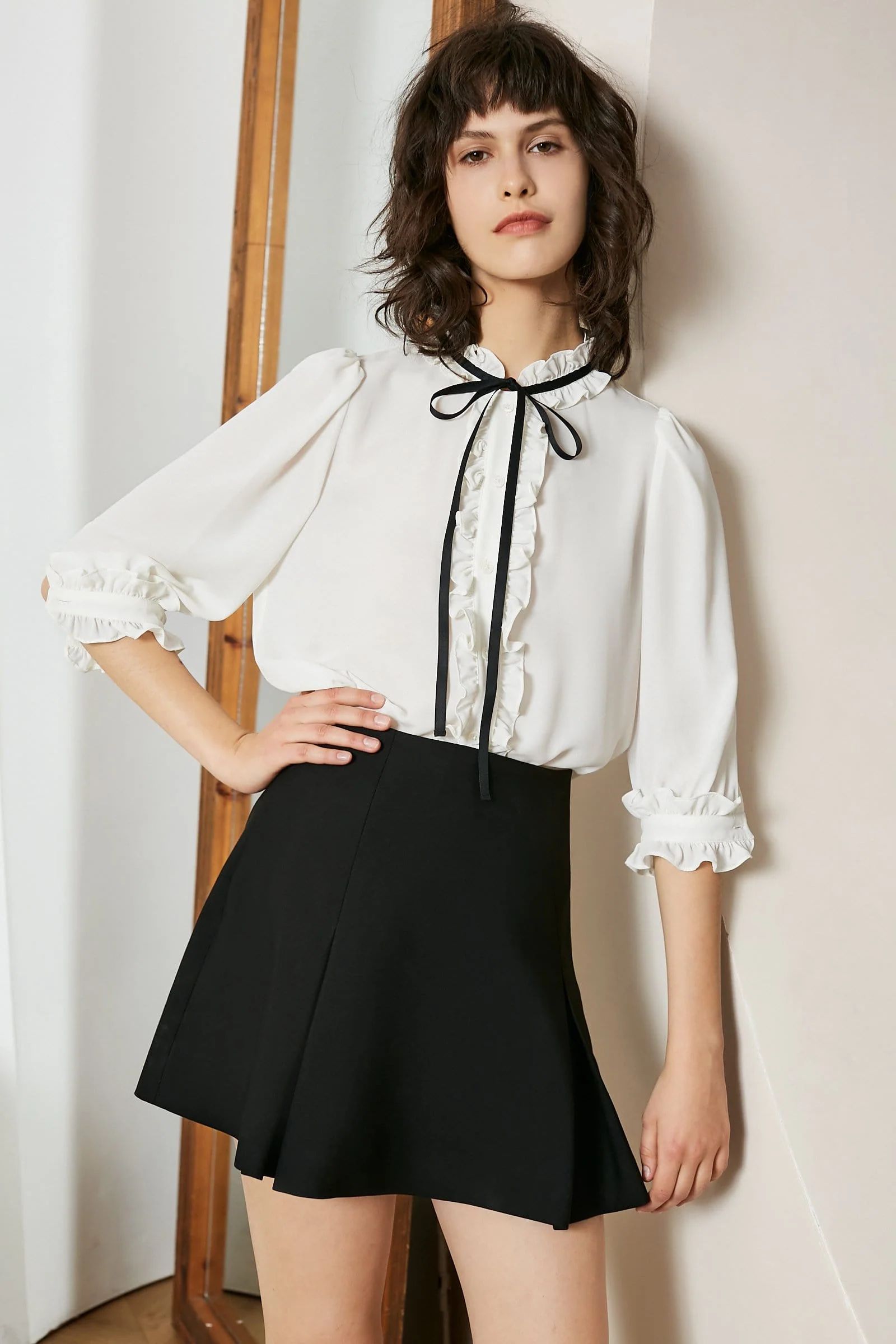 Delicate Ribbon Shirt | J.ING