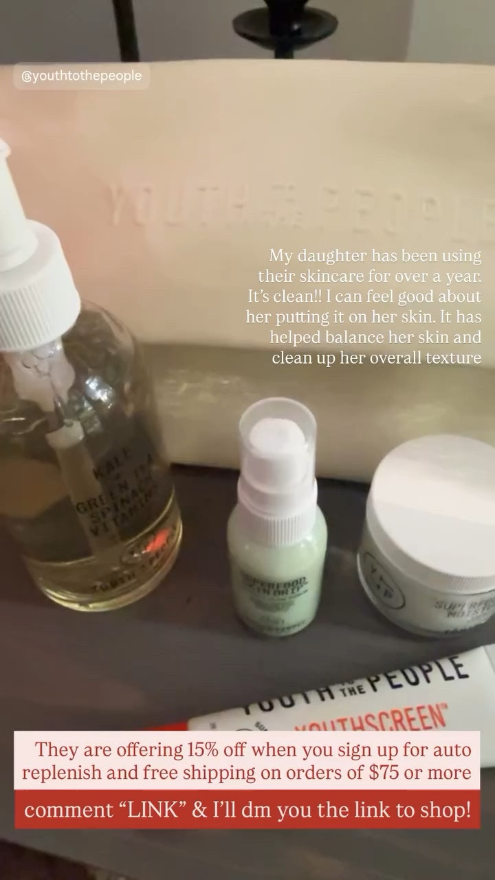 My daughter has been using their skincare for over a year. It’s clean!! I can feel good about her putting it on her skin. It has helped balance her skin and clean up her overall texture comment “LINK” & I’ll dm you the link to shop! They are offering 15% off when you sign up for auto replenish and free shipping on orders of $75 or more