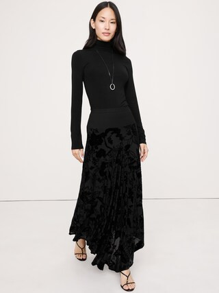 Burnout Velvet Asymmetrical Skirt | Banana Republic (CA)
