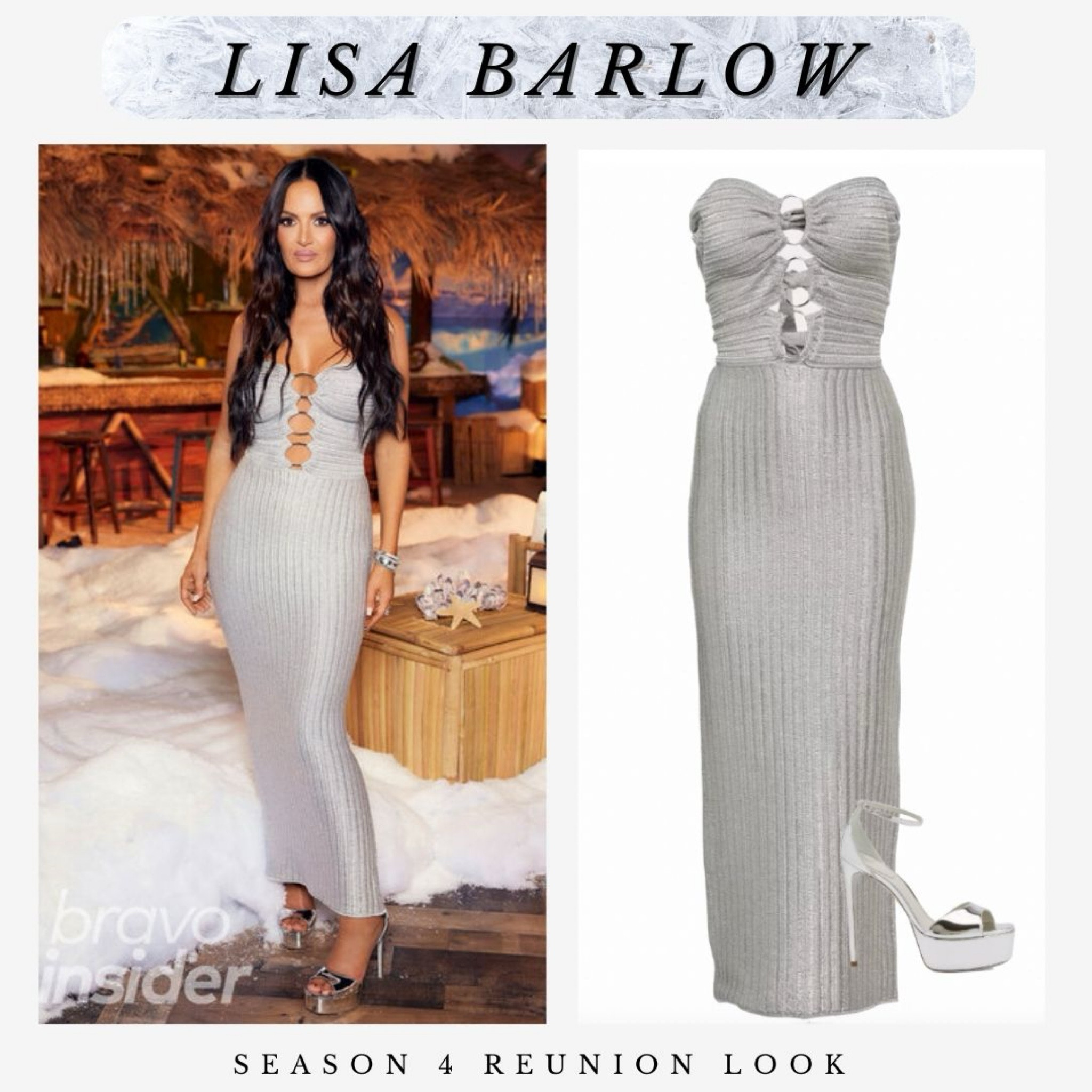 Lisa Barlow’s Real Housewives of Salt Lake City Season 4 Reunion Dress and Shoes // Hair: @oliviahalpin / Makeup: @makeupbynikkilarose / Nails: Jada / Photo: Clifton Prescod / Photo Assist: Jocelyn Prescod

Photo + Info: @BravoTV