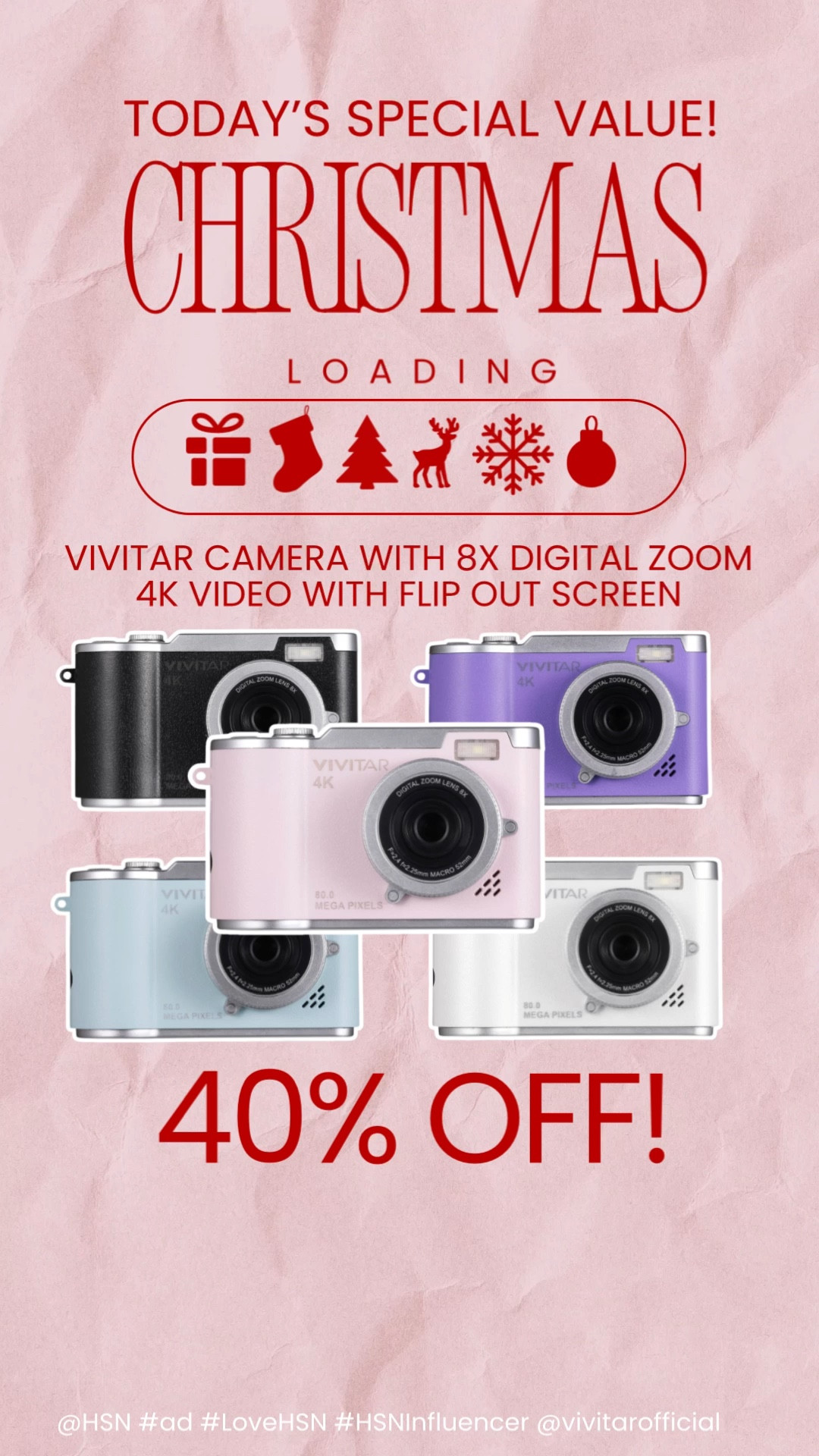 VIVITAR CAMERA 8x DIGITAL ZOOM 4K VIDEO WITH FLIP OUT SCREEN! 40% off today @hsn TODAYS SPECIAL VALUE! #ad #LoveHSN #HSNInfluencer 

#LTKHoliday #LTKGiftGuide