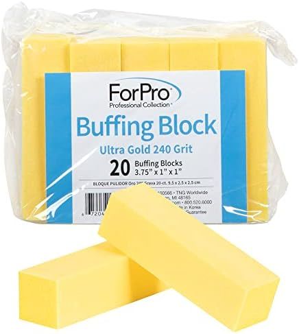 ForPro Ultra Gold Buffing Block, 240 Grit, Four-Sided Manicure & Pedicure Nail Buffer, 3.75” L x 1”  | Amazon (US)