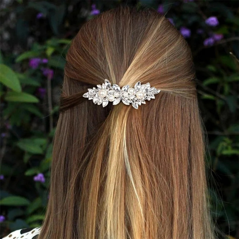 Big Savings! Barrettes Rhinestone Hair Clip Sparkly Crystal Pearl Barrettes French Wedding Prom E... | Walmart (US)