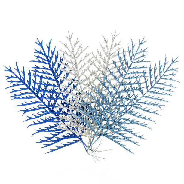 Glitter Christmas Tree Pick Stems, Evergreen, 13-Inch, 6-Piece - Walmart.com | Walmart (US)