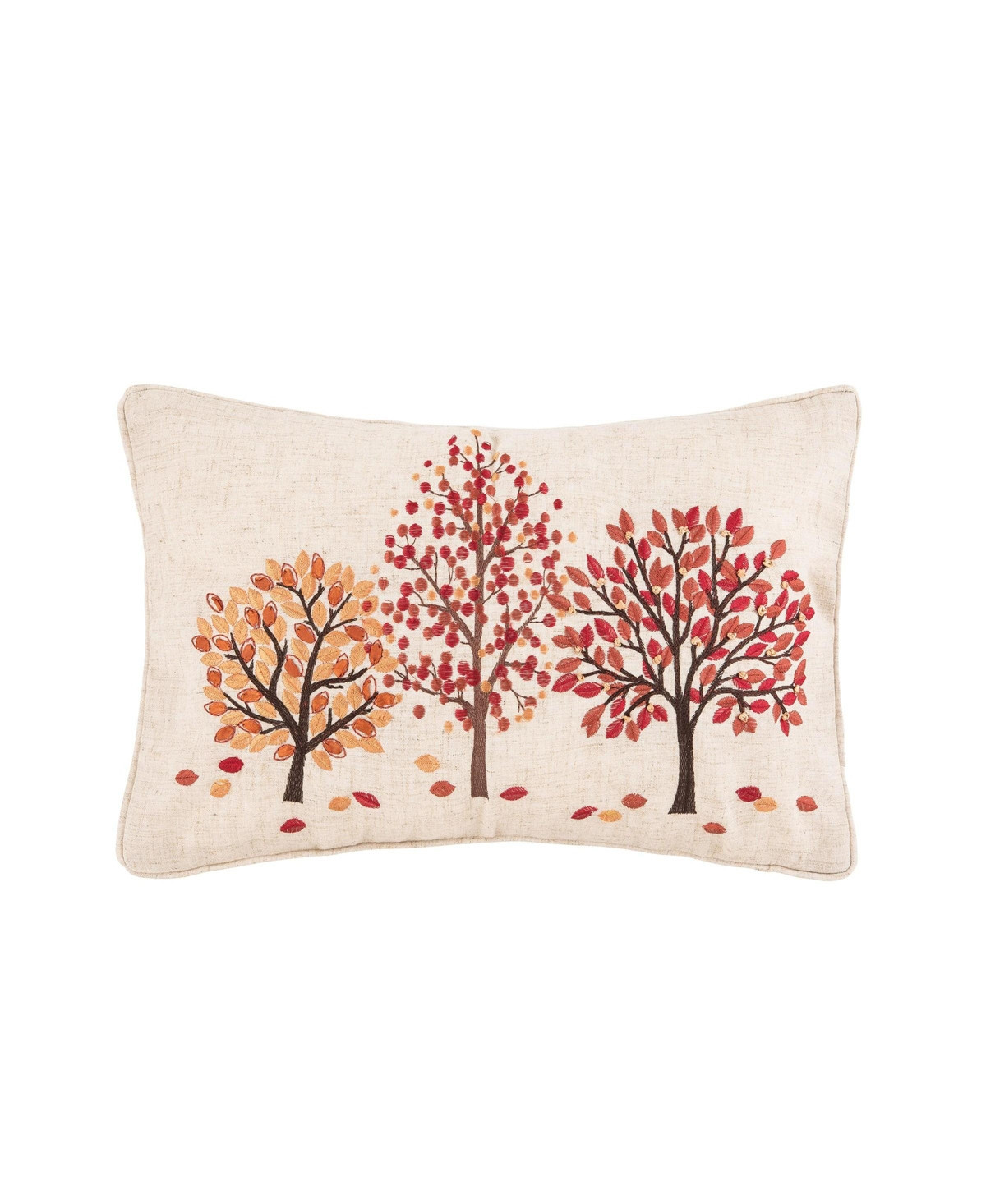 Autumn Forest Falling Leaves Embroidered Mini Accent Pillow 12" x 18" | Macy's