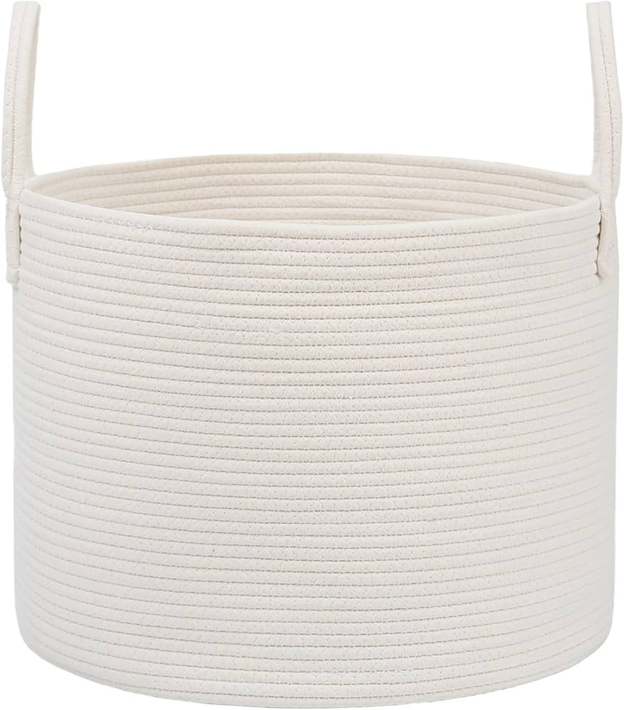 Woven Blanket Basket,115L Large Rope Storage Bin with Handles, Organizer for Blankets Toys Book a... | Amazon (US)