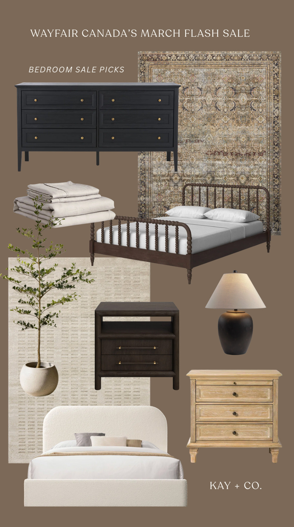 My bedroom sale picks from @wayfaircanada's March Flash Sale.. the wood spindle bed is at the top of my wish list for Leo's big boy room 🥹

& the bedroom rug we've had and loved for years is on sale too! 

 #LTKcanada #LTKhome