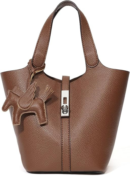 Tote Bag for Women Vegan Leather Bucket Purse for Women Top Handle Handbag Shoulder Bag with Deta... | Amazon (US)