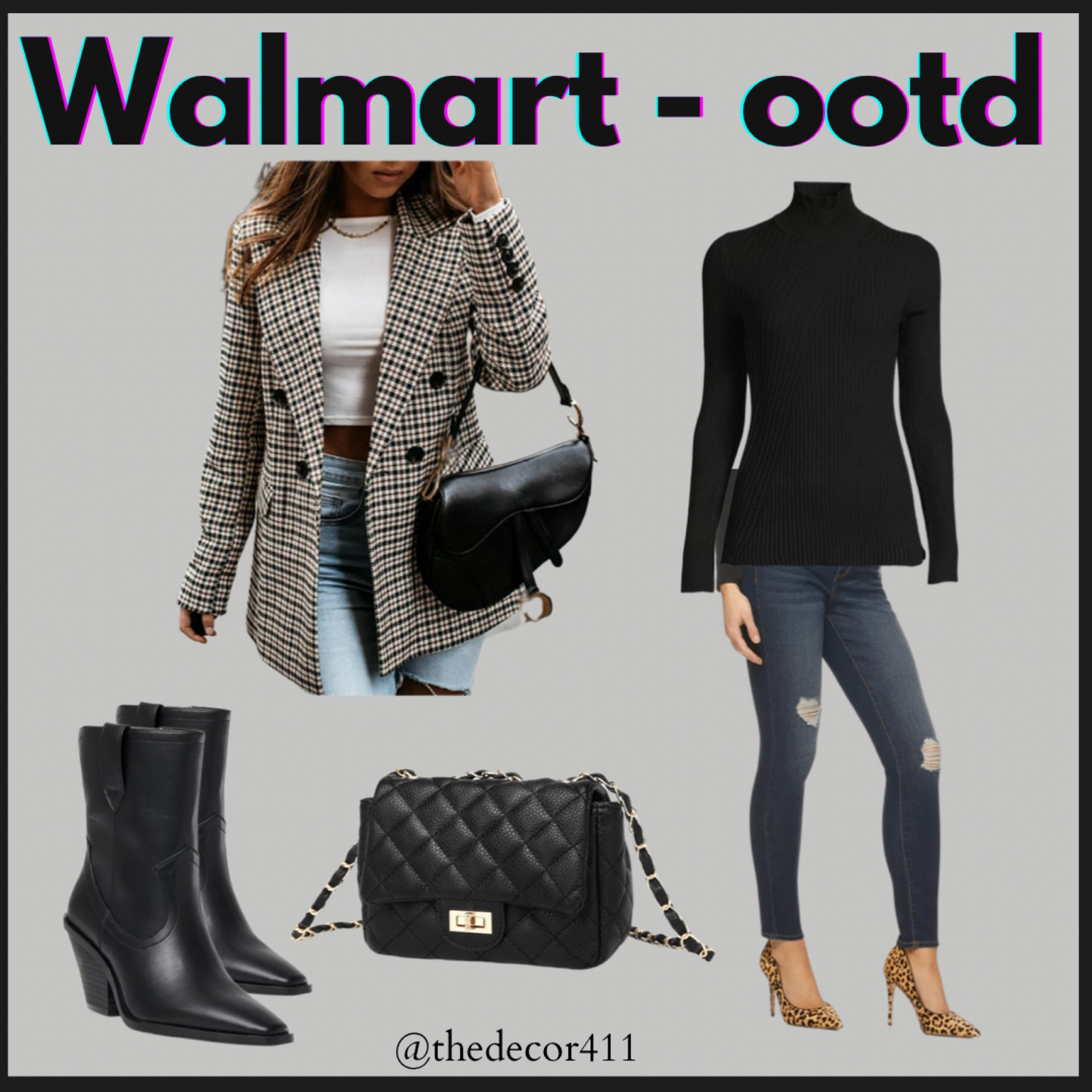 Walmart fall outfit inspo
Fall ootd, fall outfit, blazer, plaid blazer, denim jeans, Sophia jeans, black booties, quilted purse, black turtleneck, blazer, fall new arrivals 

#LTKSeasonal #LTKsalealert #LTKunder50