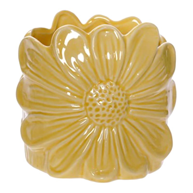 Indoor Yellow Flower Shaped Ceramic Pot, 5" | At Home