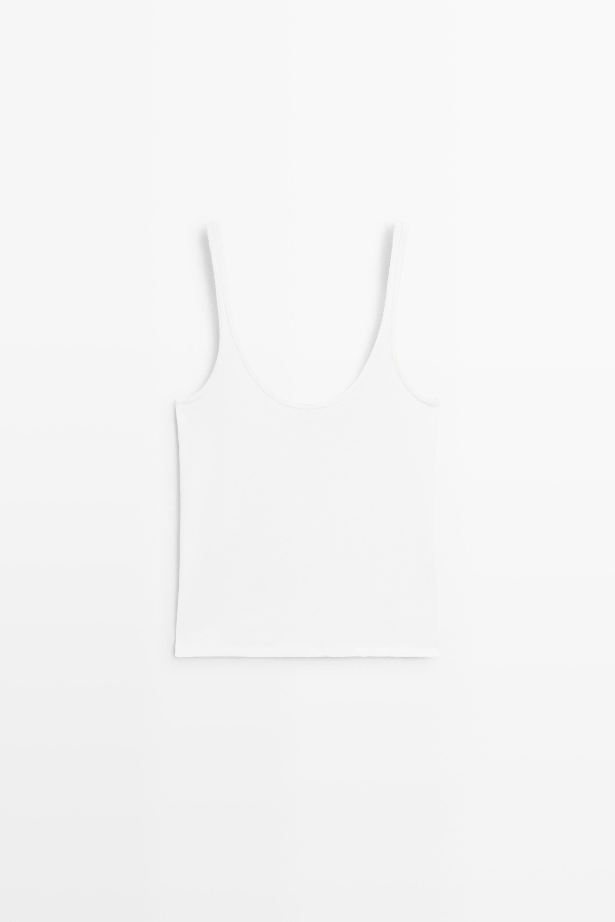 Strappy cotton blend top | Massimo Dutti UK
