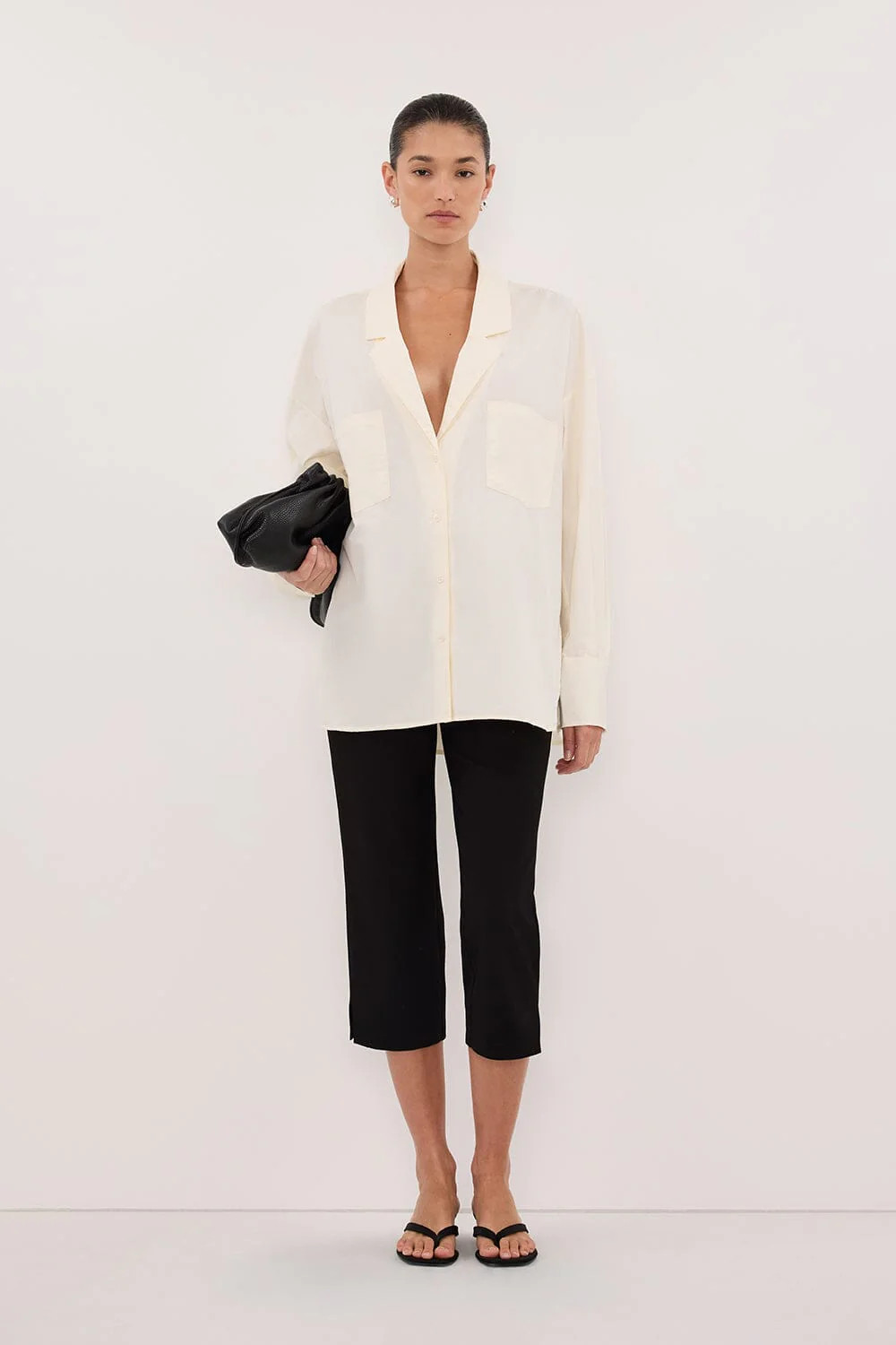 IRENE BUTTER LONG SLEEVE NOTCH COLLAR SHIRT | DISSH