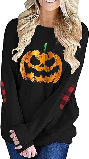 Unidear Halloween Sweatshirts for Women Christmas Tops Long Sleeve Tunic | Amazon (US)