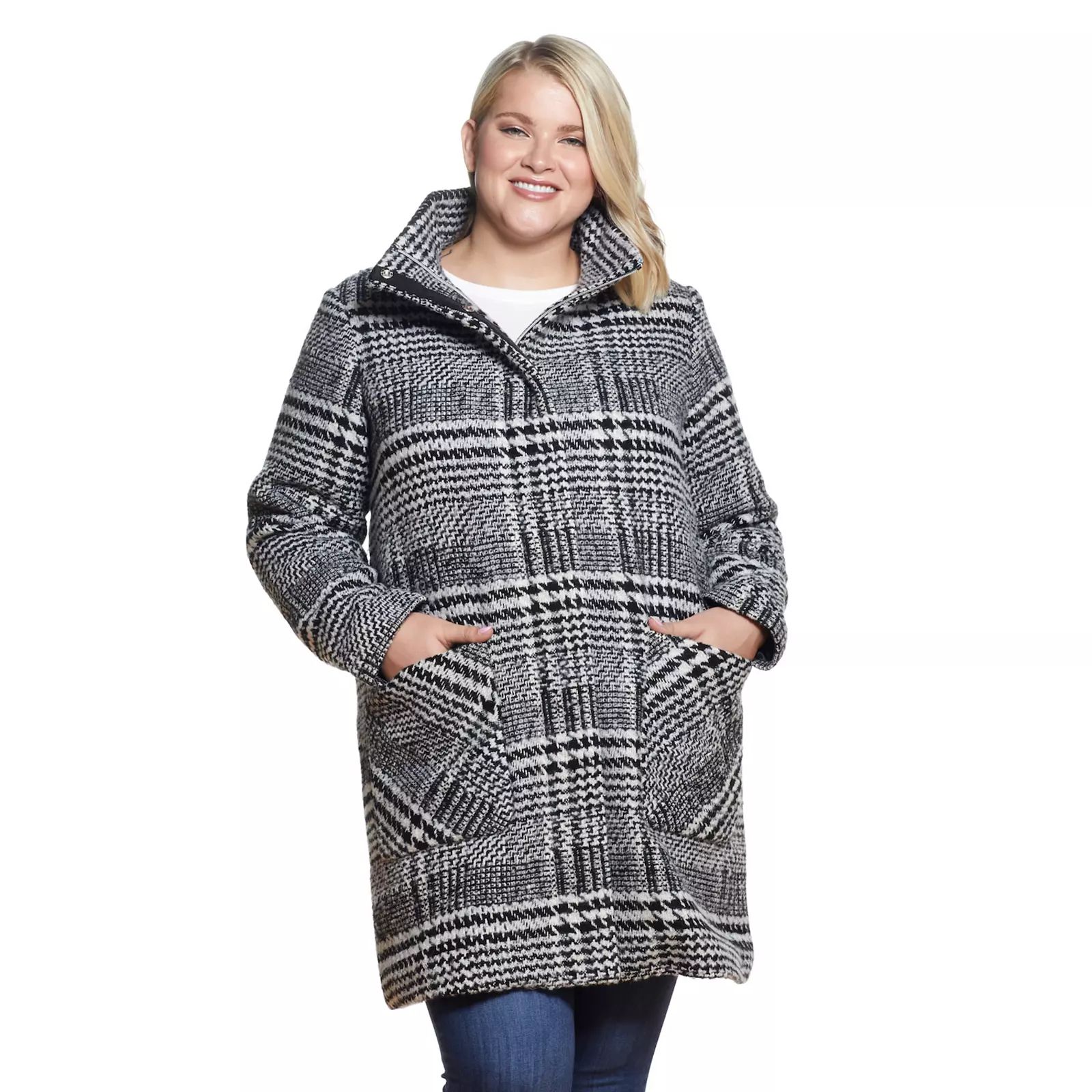 Plus Size Weathercast Plaid Wool-Blend Topper Coat, Women's, Size: 3XL, Multicolor | Kohl's