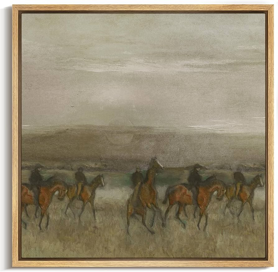 MUDECOR Framed Canvas Print Wall Art Equestrian Procession in Golden Fields Vintage Style Horse I... | Amazon (US)