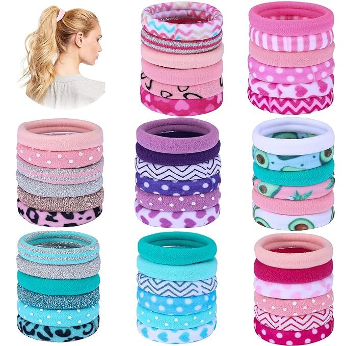 Hair ties for women-48PCS Ties for Thick Heavy or Curly Hair-No Slip Seamless Ponytail Holders-ha... | Amazon (US)