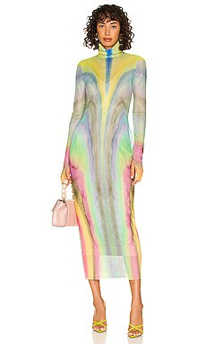 AFRM Shailene Midi Dress in Multi Watercolor from Revolve.com | Revolve Clothing (Global)