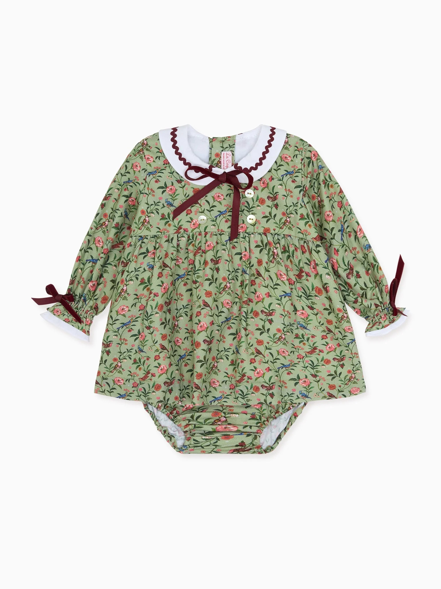 Sage Bird Floral Granada Baby Girl Set | La Coqueta (US)