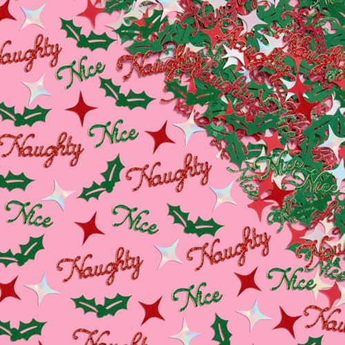 xo, Fetti Naughty + Nice Confetti | Red + Green Glitter - 200 pcs | Winter Decorations, Christmas... | Amazon (US)