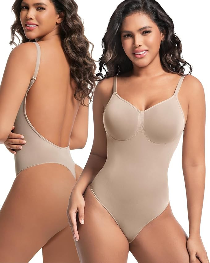 Backless Thong Shapewear for Women with Tummy Control, Seamless Sculpting Bodysuit for Workouts a... | Amazon (US)