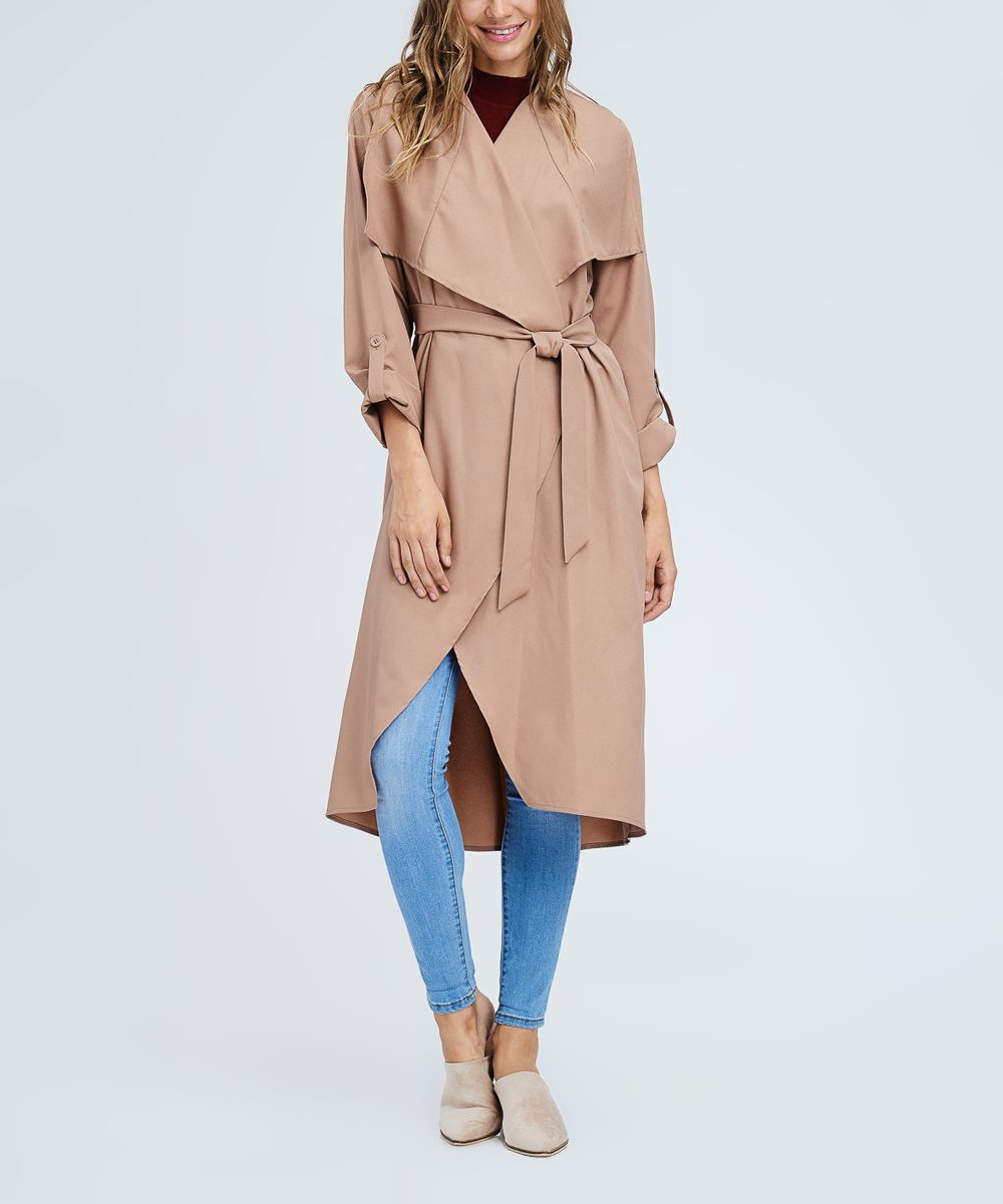 Khaki Hi-Low Trench Coat - Women | zulily