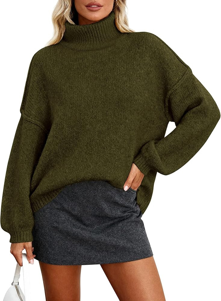 PRETTYGARDEN Oversized Sweaters for Women Fall Clothes 2025 Long Sleeve Mock Neck Tops Chunky Kni... | Amazon (US)