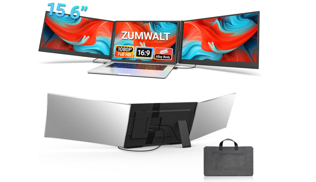 15.6" Laptop Screen Extender, 1080P FHD Triple Portable Monitor for Laptops, Ultra-Slim Travel Dual Monitor Fit for 13-17.3" Laptops, USB-C Plug&Play Extended Screen Compatible with Win/Mac/Android 

 