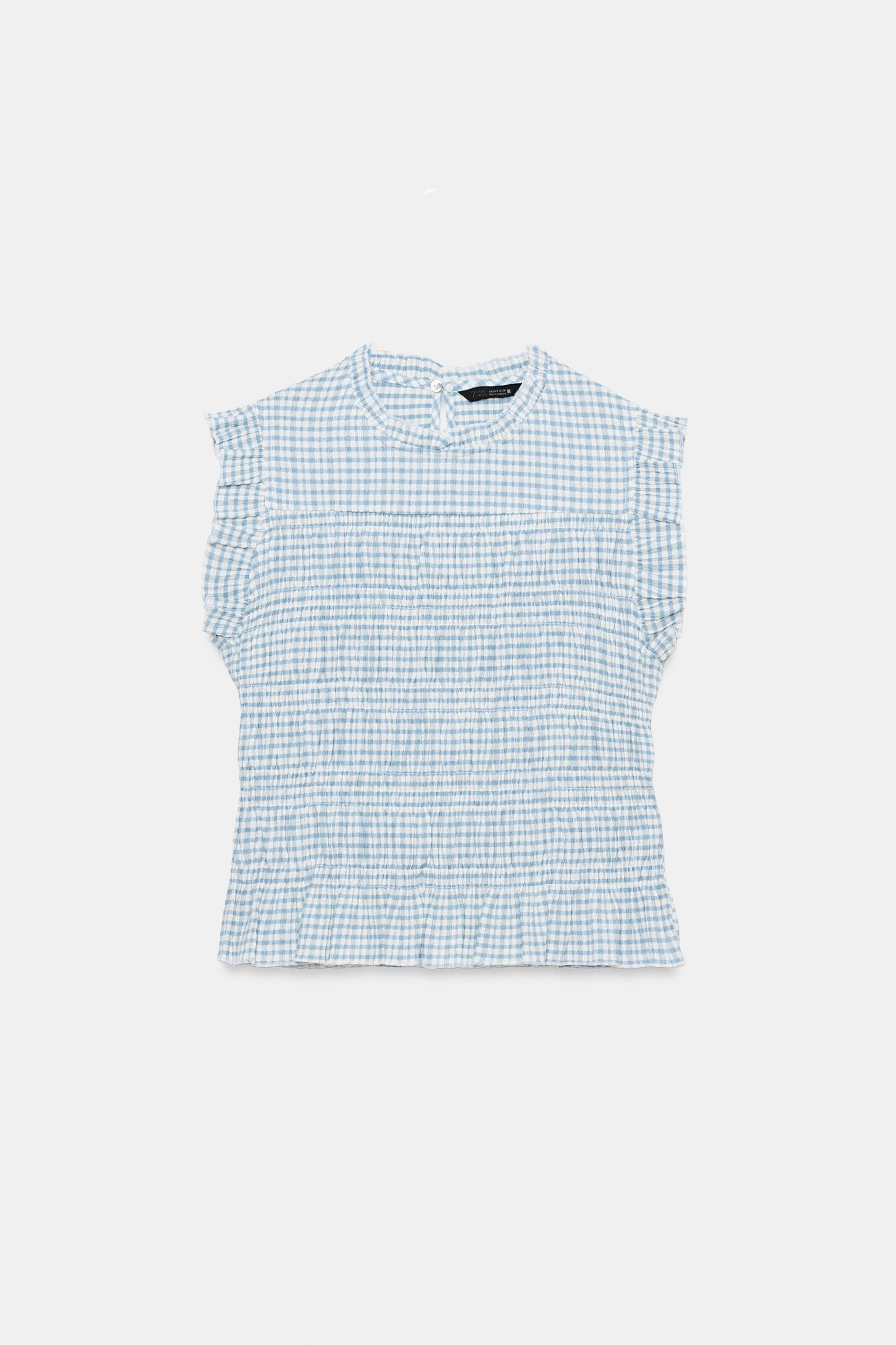 GINGHAM SMOCKED TOP | Zara UK