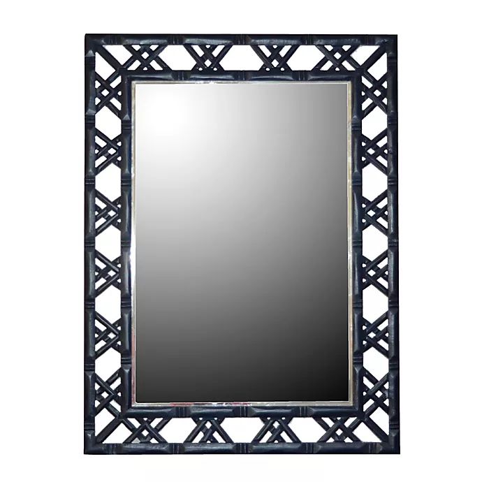 W Home™ Bamboo Look 30-Inch x 40-Inch Rectangular Wall Mirror in Glossy Navy | Bed Bath & Beyon... | Bed Bath & Beyond