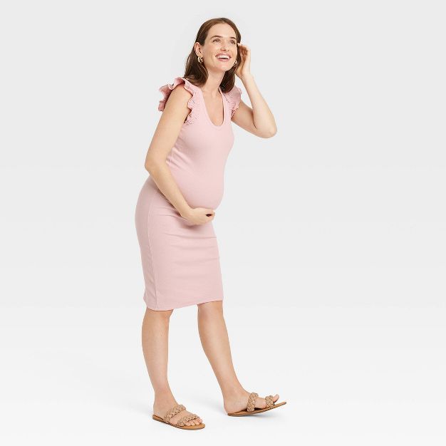 The Nines by HATCH™ Flutter Short Sleeve Ribbed Jersey Maternity Dress | Target