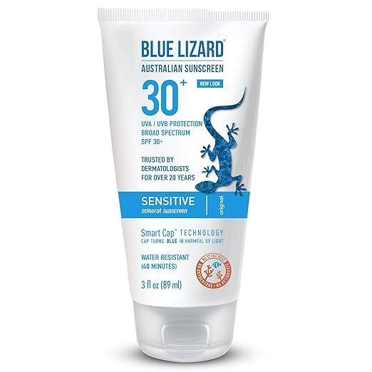 Blue Lizard Australian Sunscreen - Sensitive Sunscreen SPF 30+ Broad Spectrum UVA/UVB Protection ... | Amazon (US)