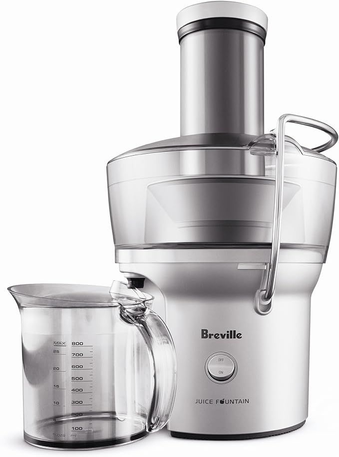 Breville BJE200XL Juice Fountain Compact Centrifugal Juicer, Silver, 10" x 10.5" x 16" | Amazon (US)