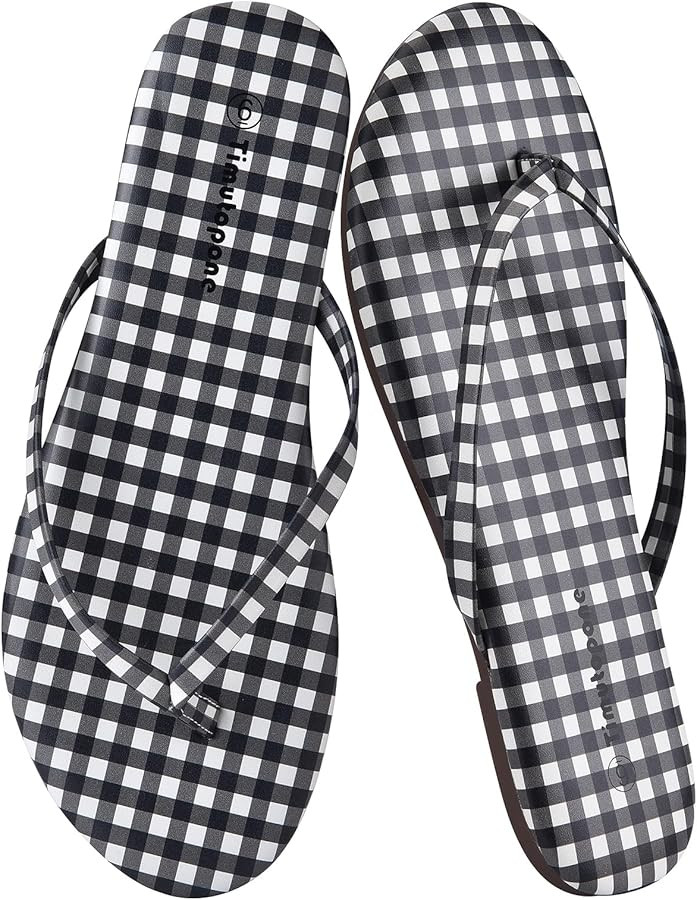 Plaid Flip Flops for Women Memory Foam Flat Sandals Comfortable Casual Thong Summer Outdoor Beach... | Amazon (US)
