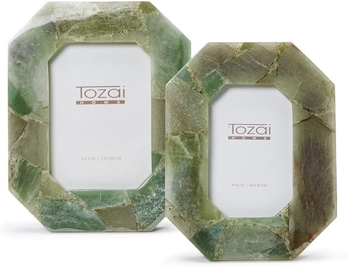 Two's Company Green Quartz Set of 2 Octagon Photo Frame in Gift Box in 2 Sizes: 4" x 6" and 5" x ... | Amazon (US)
