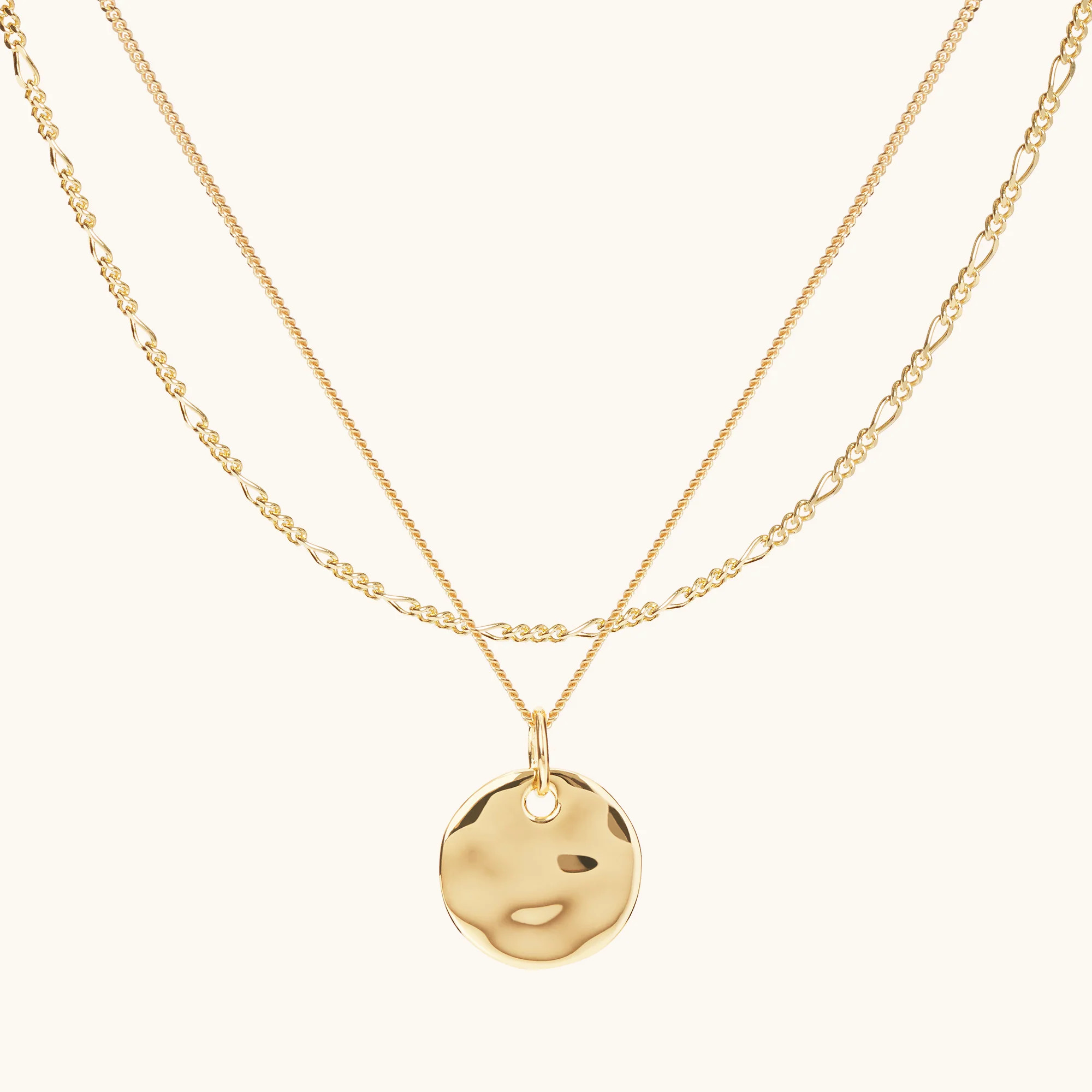 Ripple Disc Layered Necklace in Gold | Layered Gold Necklace Sets | Muru Jewellery.