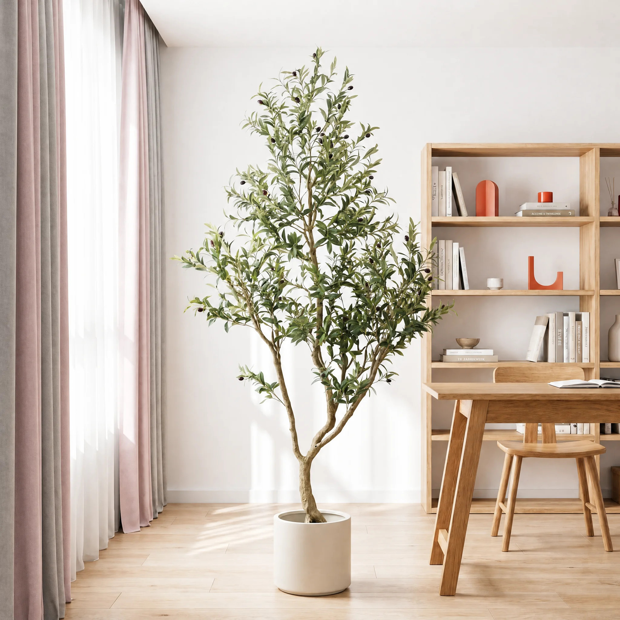 7ft Faux Olive Tree in Black Pot, Lifelike Artificial Olive Plant for Home and Office Decor | Wayfair North America